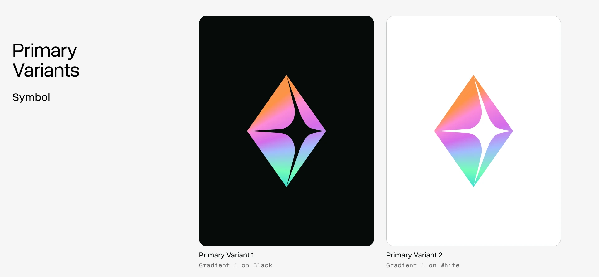 Symbol variants: the diamond in full colour on black and on white